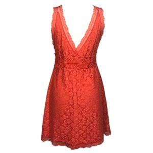 Pinky Dresses - EUC Pinky Coral Allover Lace V-neck Sundress Pinky Dresses - EUC Pinky Coral Allover Lace V-neck Sundress